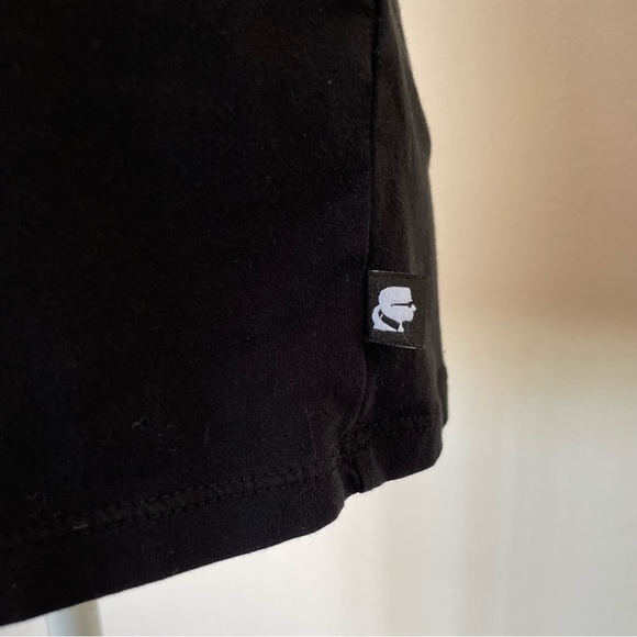 Karl Lagerfeld Women’s Metallic Sequins Logo Puffed Short Sleeve Shirt Size M - Picture 4 of 9